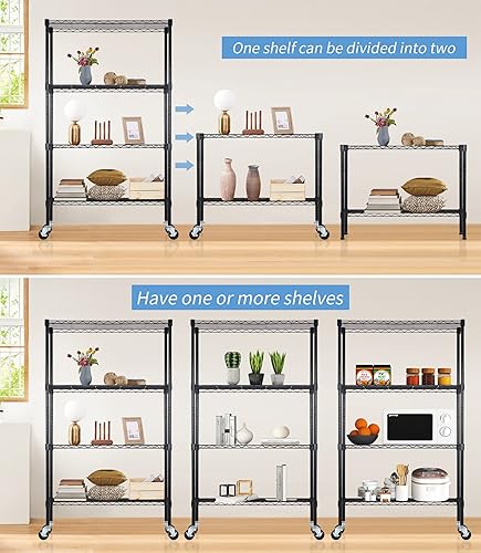 Miniatura 7 de BLKMTY Estantería de almacenamiento ajustable de 4 niveles, estantes de metal resistente, 14 pulgadas de profundidad x 36 pulgadas de ancho,