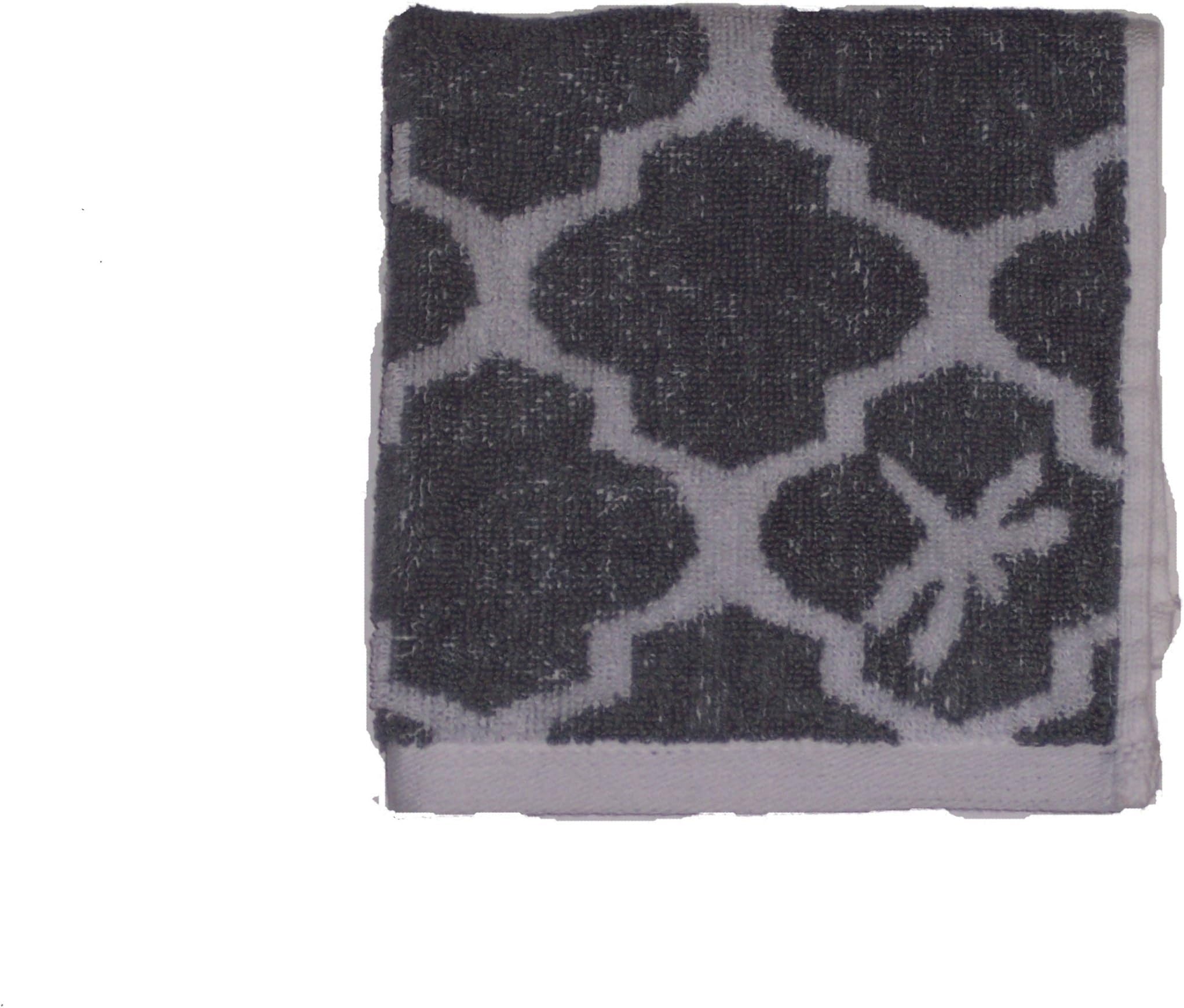 Revere Mills Waverly Jacquard Yarn Dyed Body 100-Percent Ring Spun Cotton Wash Cloths, Lattice/Wings, Gray Storm