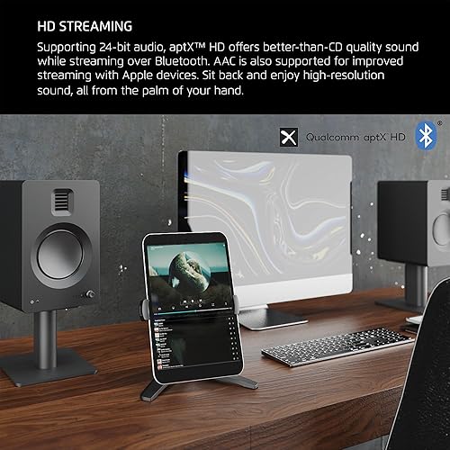 Vista 5 de Kanto TUK Altavoz alimentado con salida de auriculares USB DAC integrado RCA dedicado con preamplificador de teléfono Bluetooth Tweeter AMT