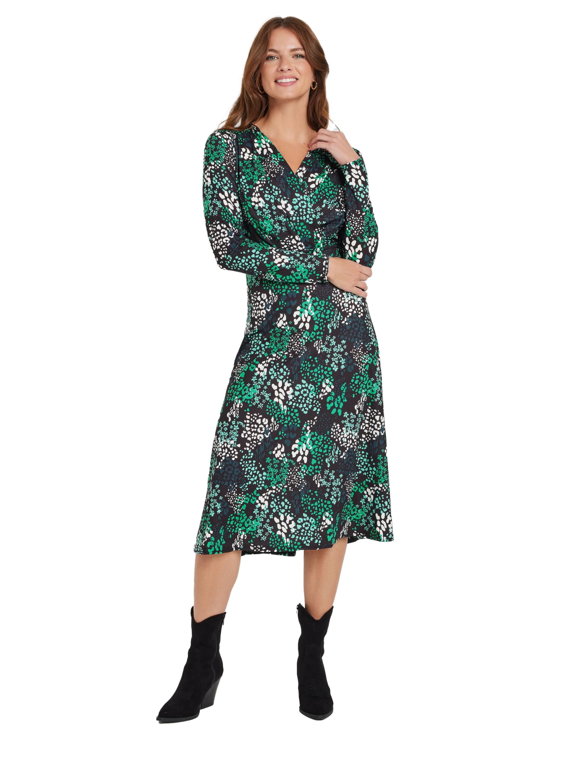 M&Co Womens Green Animal Print Wrap Dress - Women's