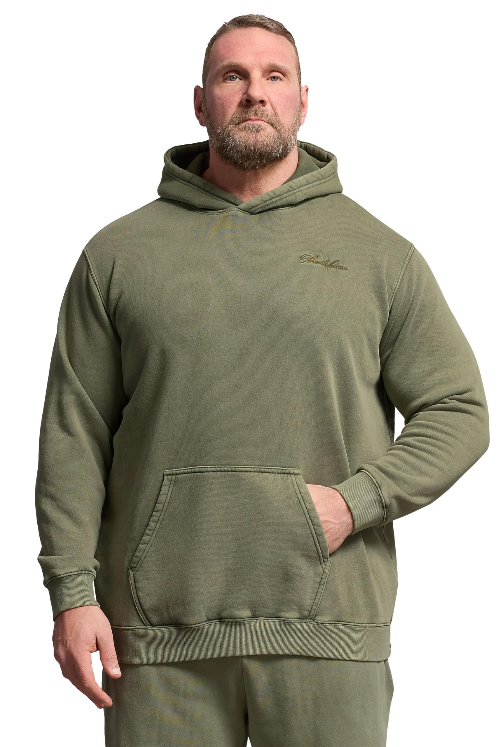 Badrhino Men's Green Big & Tall Sun Bleached Hoodie - Plus Size Curve