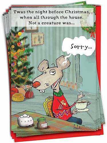 NobleWorks Paquete de 12 tarjetas de felicitación de Navidad con sobres, caja de vacaciones humorística para hombres y mujeres (1 diseño, 12