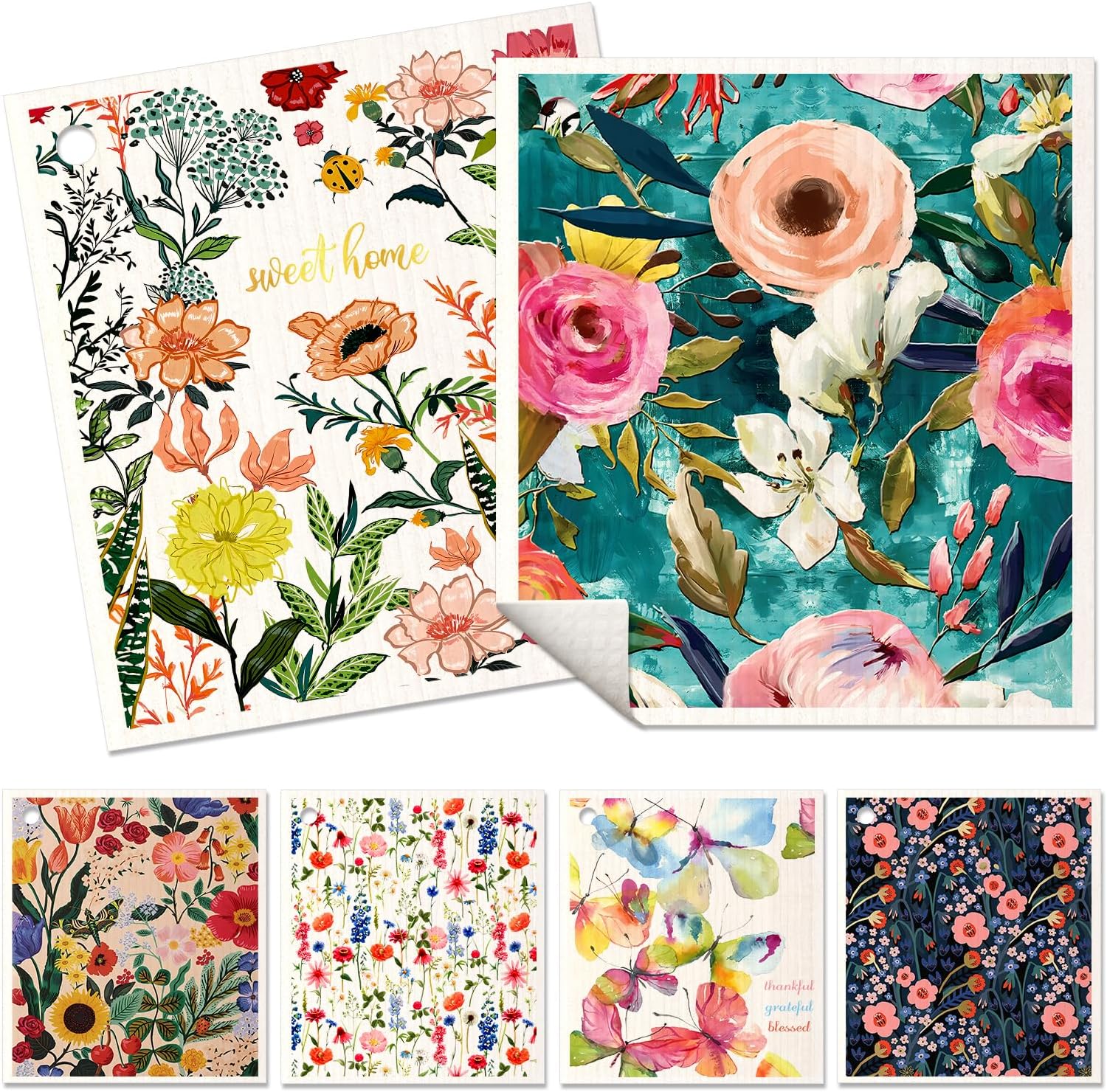 AnyDesign 8 Packs Fruit Theme Swedish Dishcloths Assorted