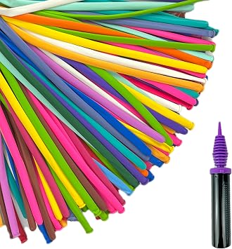 200Pcs Long Balloon Kit With Pump - 260Q Twisting Animal Magic Shapes, Thickening Latex Skinny for Birthday Party, Wedding, Christmas Decorations - Assorted Colors