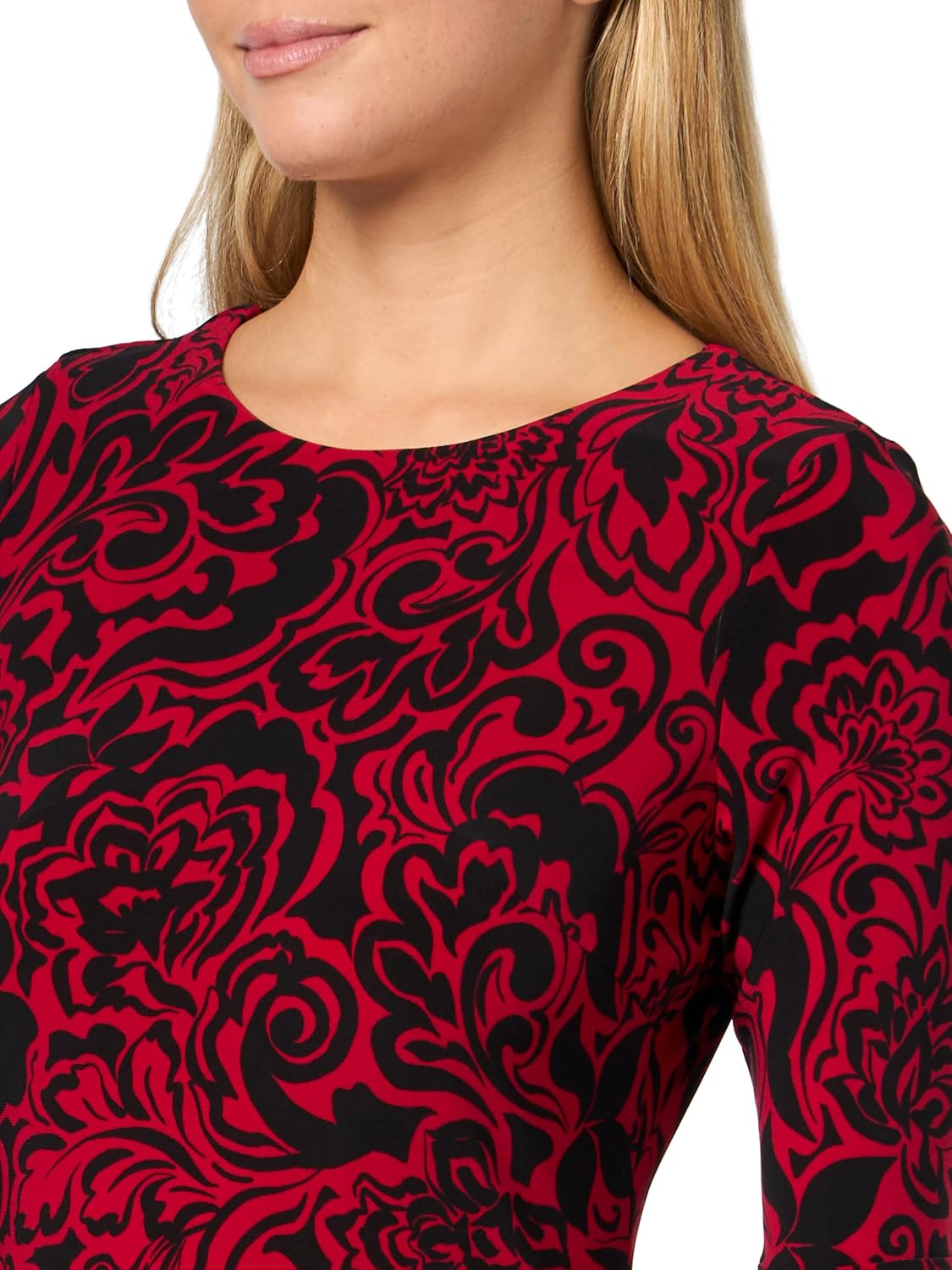 Tommy Hilfiger Womens 3/4 Bell Sleeve Jewel Neck Sheath Mini Dress - Image 3