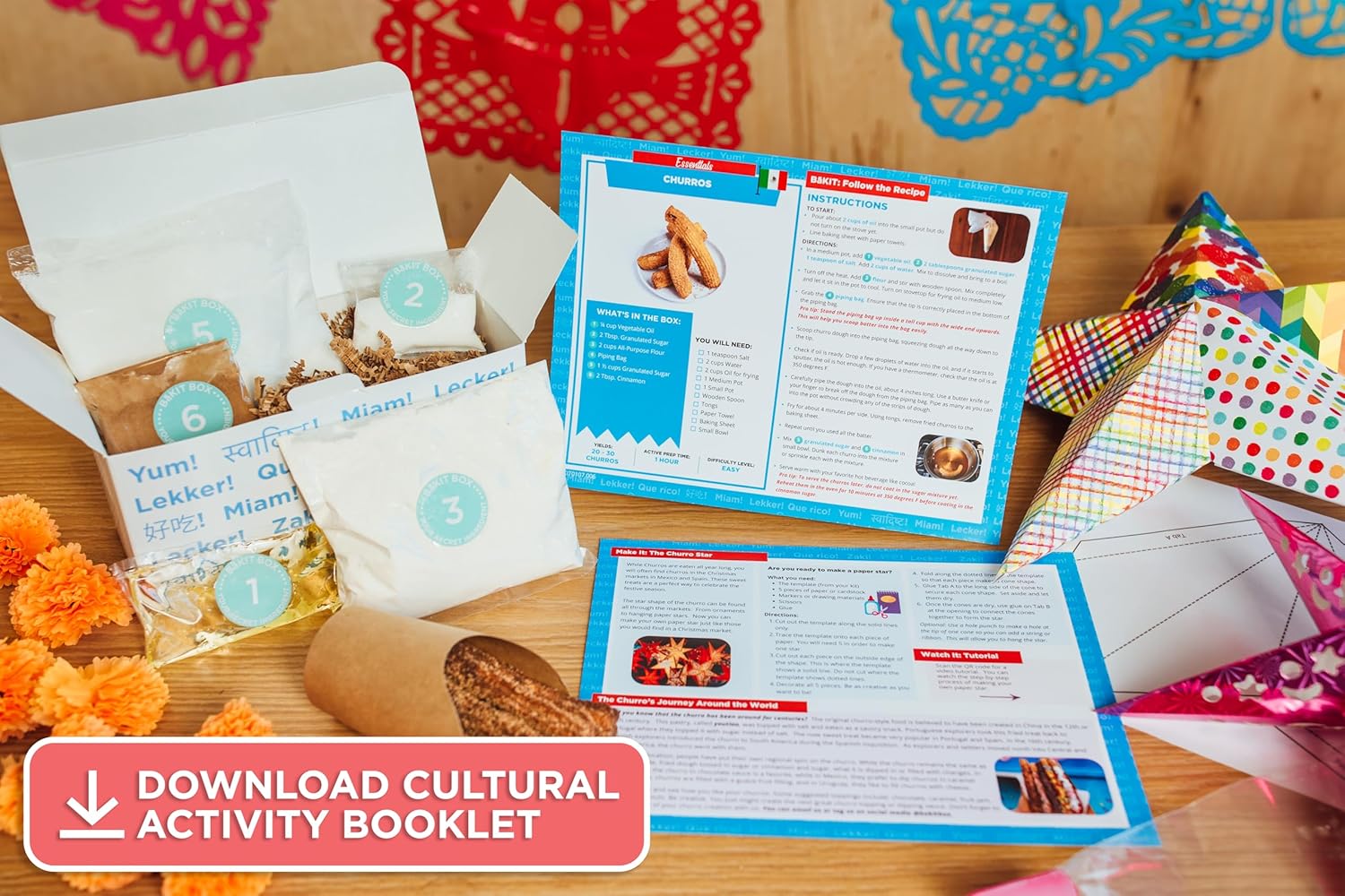 BāKIT Box Churro Maker Baking Set and Hexagon Honeycomb Sugar Cookie Decorating Kit - Homeschool Curriculum Geometry Kids Activities Baking Kit - STEM Birthday Gifts for Boys & Girls