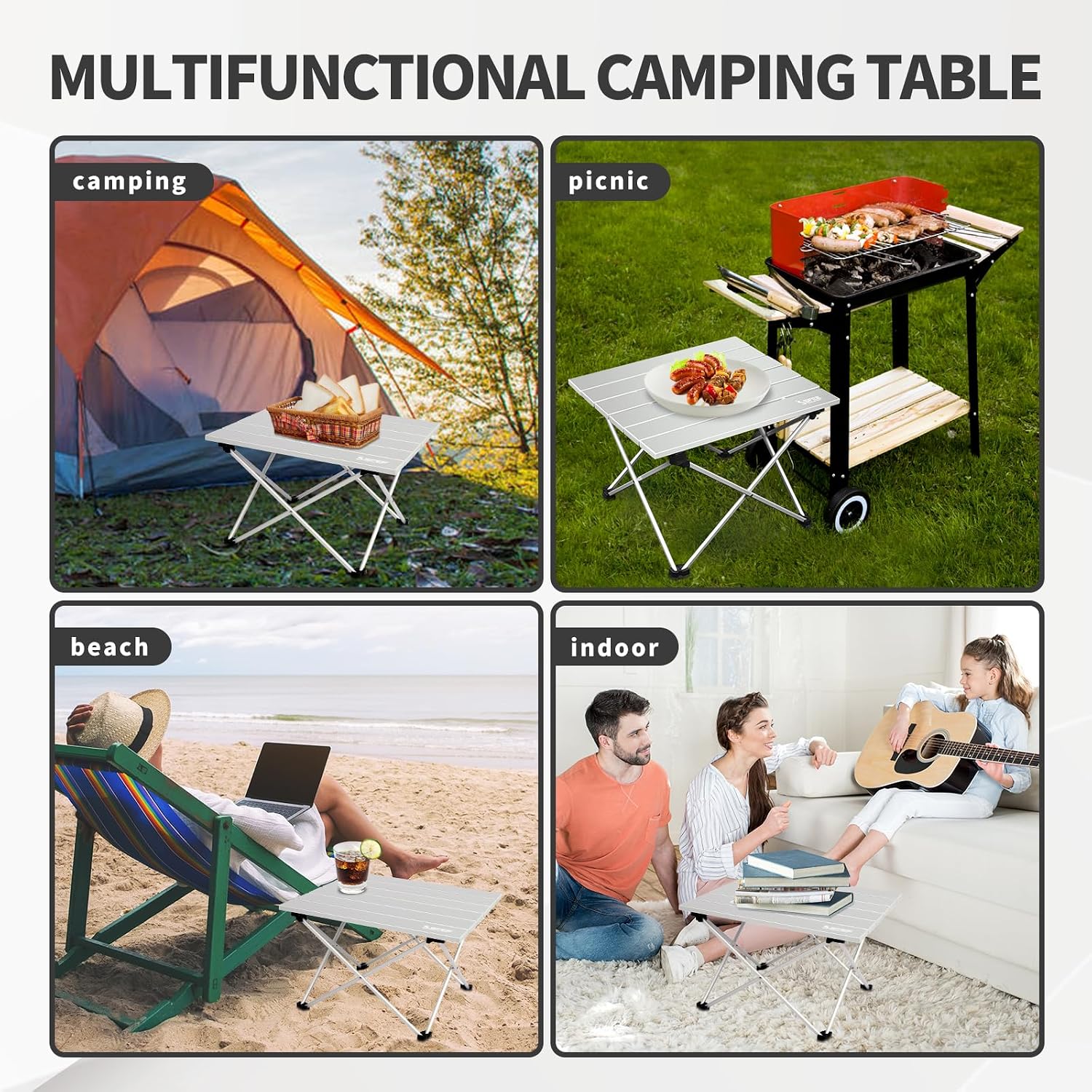 Sfee Folding Camping Table - Portable Ultralight Aluminum Camp Table Lightweight Compact Roll Up Picnic Table for Picnic Outdoor Hiking BBQ Camping Kitchen Fishing Beach with Carry Bag