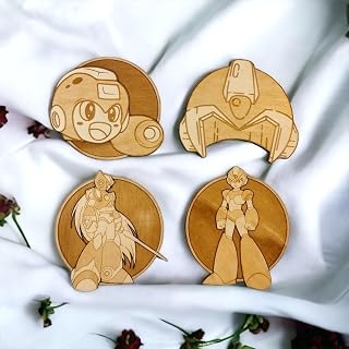 Set of 4 Wood Coaster - Megaman Collection - Glass Holder