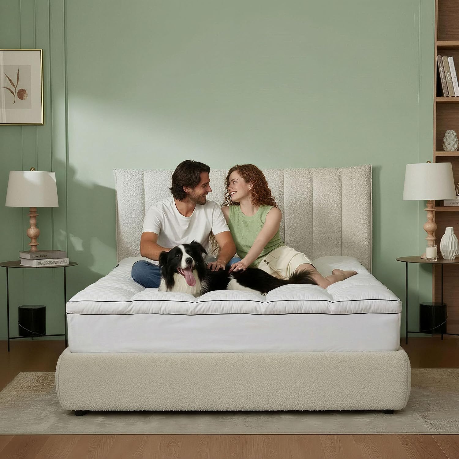 Premium Quilted Mattress Protector Twin Full Queen King Size, Ultra Soft Pillow Top Mattress Cover with Deep Pocket, 360° Fitted Noiseless Breathable Bed Cover for Home & Dorm（White，Full）