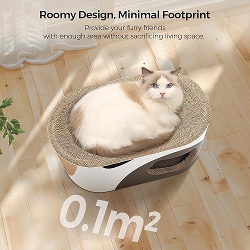 Miniatura 5 de Salón rascador para gatos grandes, casa rascador de cartón corrugado para gatos con agujero, cama grande para rascar, almohadilla rascador para