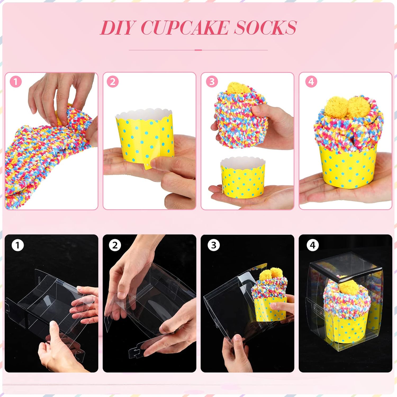 SATINIOR 8 Pairs Valentines Fuzzy Cupcake Socks for Women Girl Fluffy Slipper Socks DIY Gift Boxes for Winter Christmas - Image 6