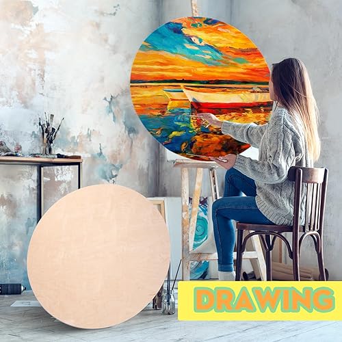 Miniatura 5 de Thyle 2 paneles de madera redonda sin terminar de 30 pulgadas, paneles de madera de abedul de 1/4 de grosor, círculo de madera contrachapada para