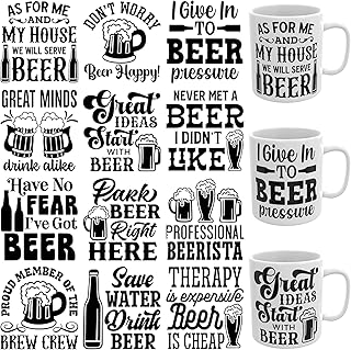 12 PCS Funny Beer Alcohol Quotes UV DTF Cup Wrap High Viscosity Self-Adhesive Stickers for Mugs Coffee Cups Water Bottles Computers