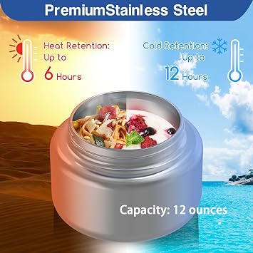 Bento Box for Kids - Leak-Proof Bento Lunch Box with Insulated Thermo Food Jar - 4 Compartments, 1 Removable Divider, 1 Spoon, 1 Fork - Dishwasher Safe, BPA-Free (Blue)