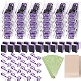 100 Sets Professional Disposable Manicure Kit Basics 4 Piece Nail Kit Wood Nail File 100/180 Grit, Mini Buffer 80/100 Grit, Wood Stick and Handle Grip Brush Gifts(Purple)