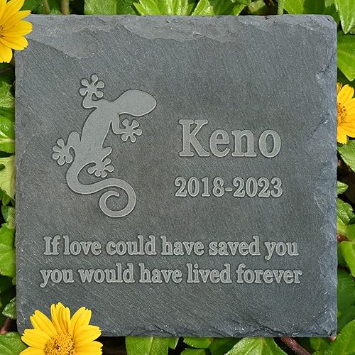 Regalo de piedra conmemorativa para mascotas, lápida conmemorativa de jardín, marcador de tumba de Gecko, lápida de condolencia, regalo