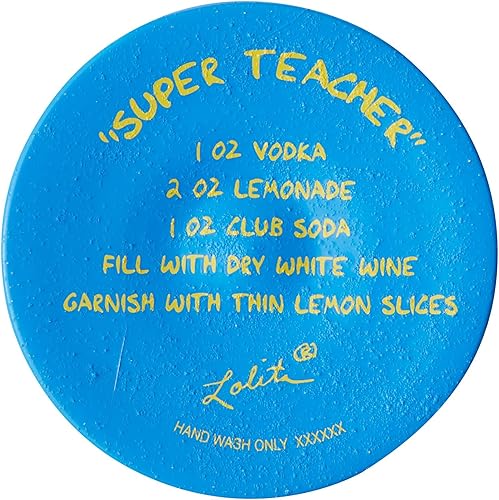 Miniatura 7 de Enesco Designs by Lolita Super Teacher - Copa de vino artesanal pintada a mano, 15 onzas, multicolor