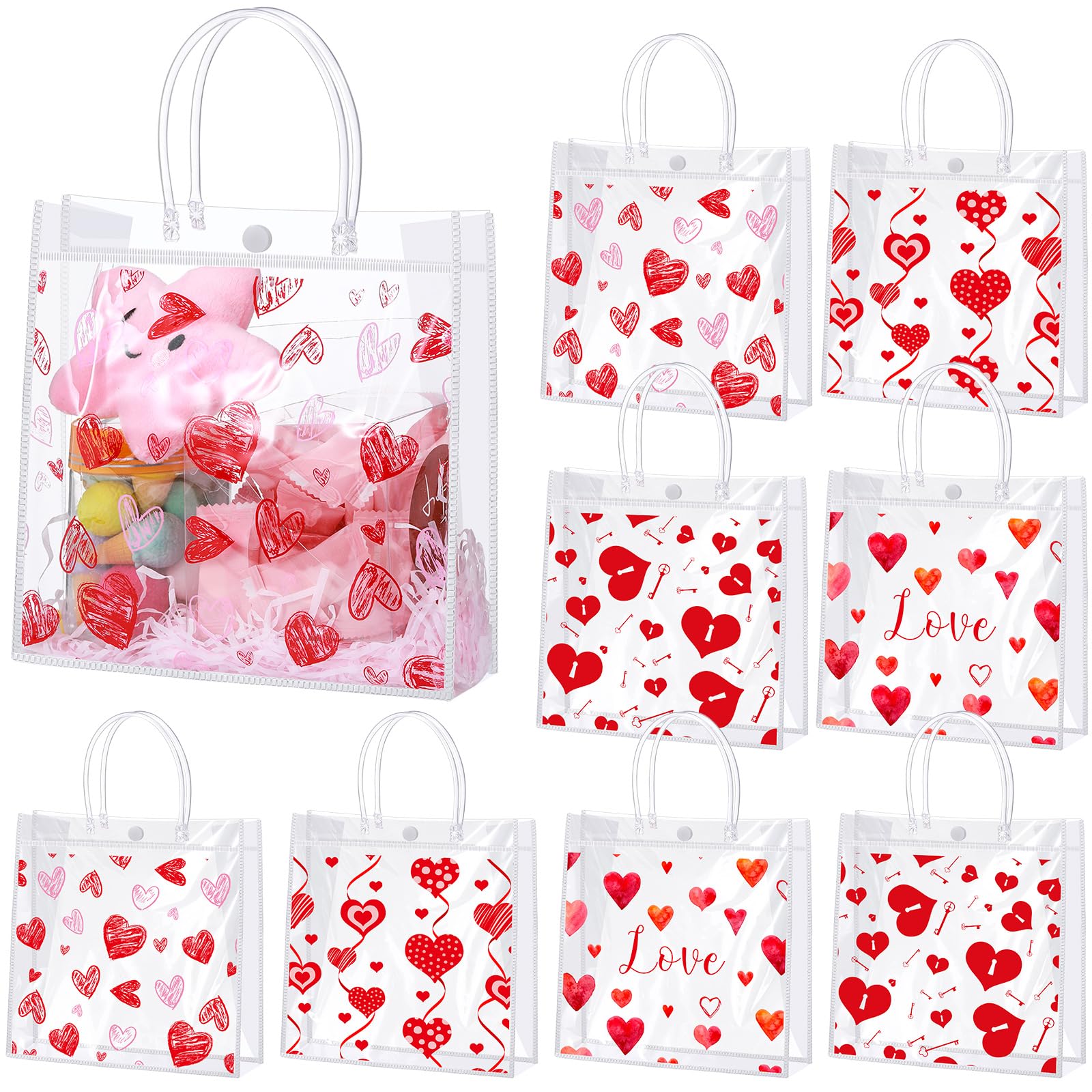 Amazon.com: Hosuly 24 Pcs Valentines Clear Gift Bags  display picture 2