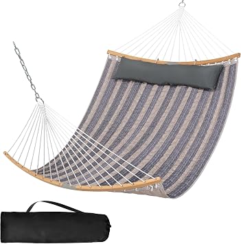 SUNCREAT Hammocks Portable Double Hammock with Curved Spreader Bar