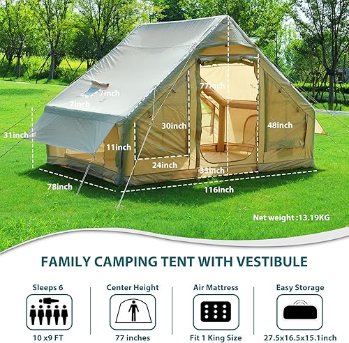 Miniatura 3 de Nice C Tienda inflable para camping, tienda de campaña glamping para adultos, tiendas de campaña inflables, con bomba de aire, válvula de aire 2 en