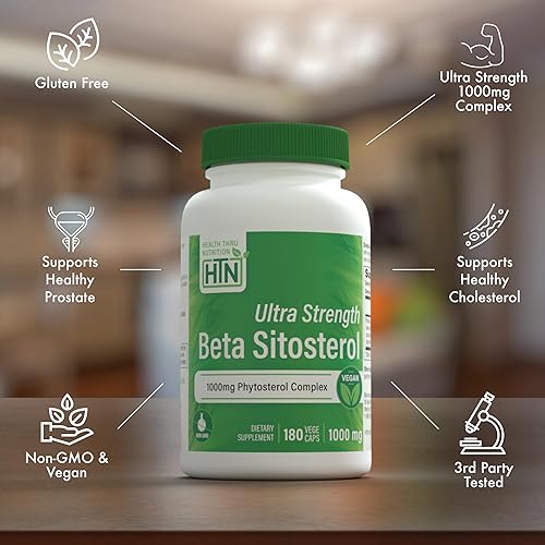 Miniatura 4 de Health Thru Nutrition Ultra Strength Beta Sitosterol Complejo de fitoesteroles de 1,000 mg de 400 mg Beta Vegano sin OMG (paquete de 180)