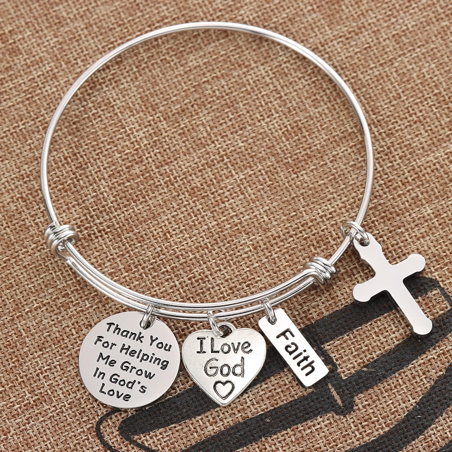 Kivosliviz Religious Teacher Gifts for Women Bracelet Bangle Christian Teacher Appreciation Gift Cross Religion Sunday Bracelet - Image 5
