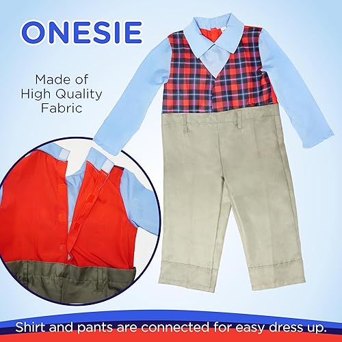 Miniatura 9 de 4E's Novelty Disfraz de anciano para niños  Disfraz de abuelo de 100 días de escuela, traje de disfraz con bastón, juego de 6 piezas