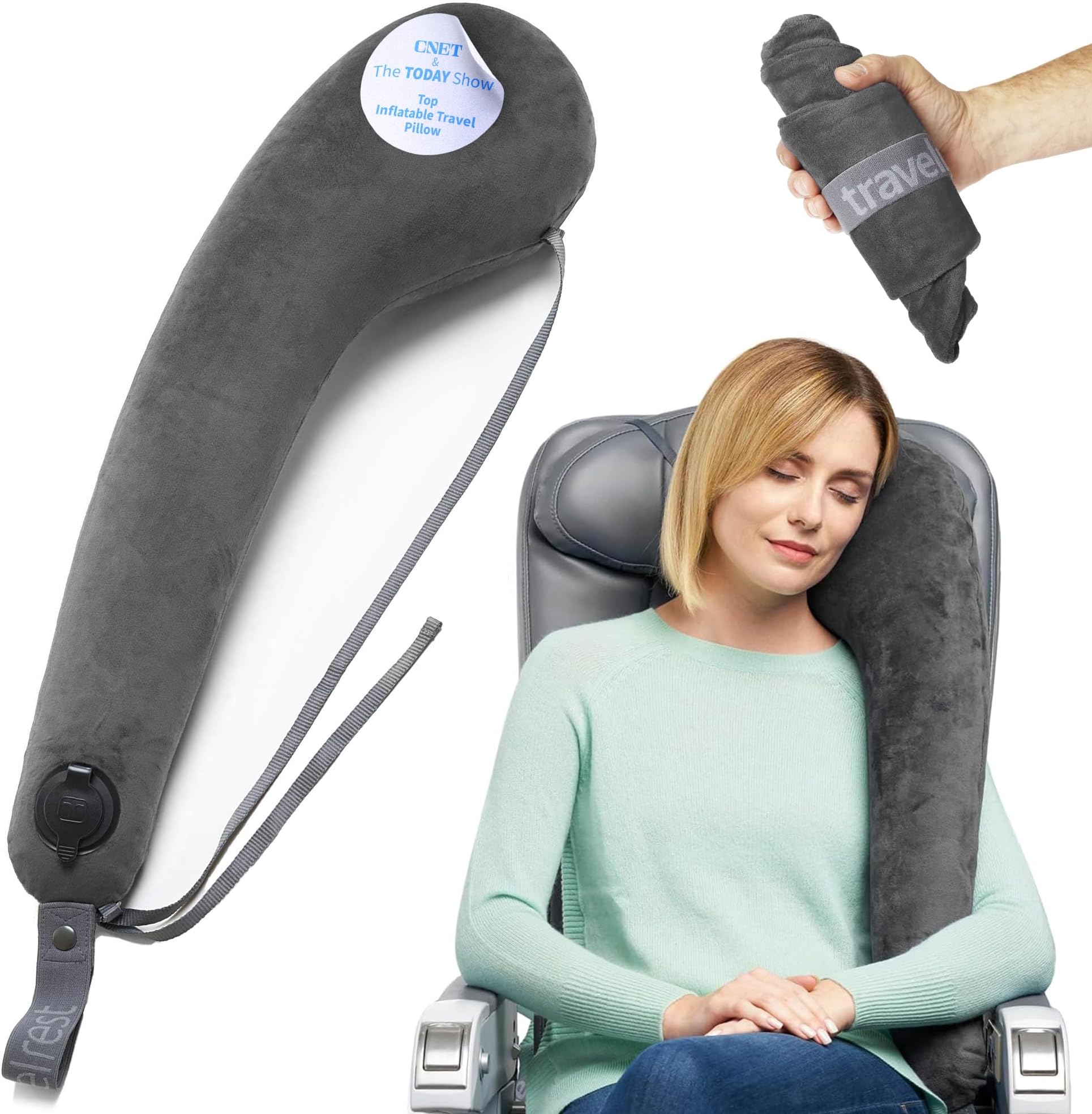 TRAVELREST All-in-One Neck & Body Pillow, Advanced Support Design, Travel Ess...