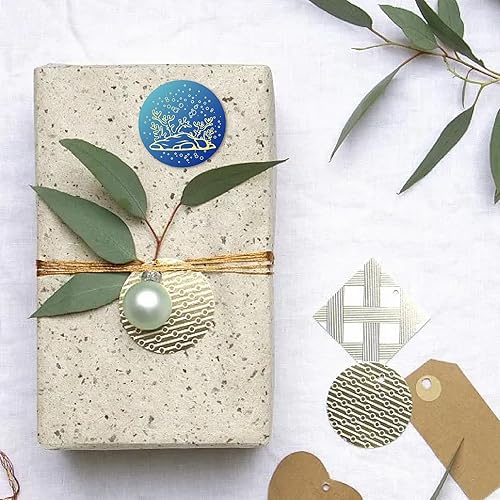 Miniatura 6 de CRASPIRE 120 calcomanías de 12 estilos de animales marinos de lámina dorada, sellos de certificado en relieve, calcomanías de punto redondo de