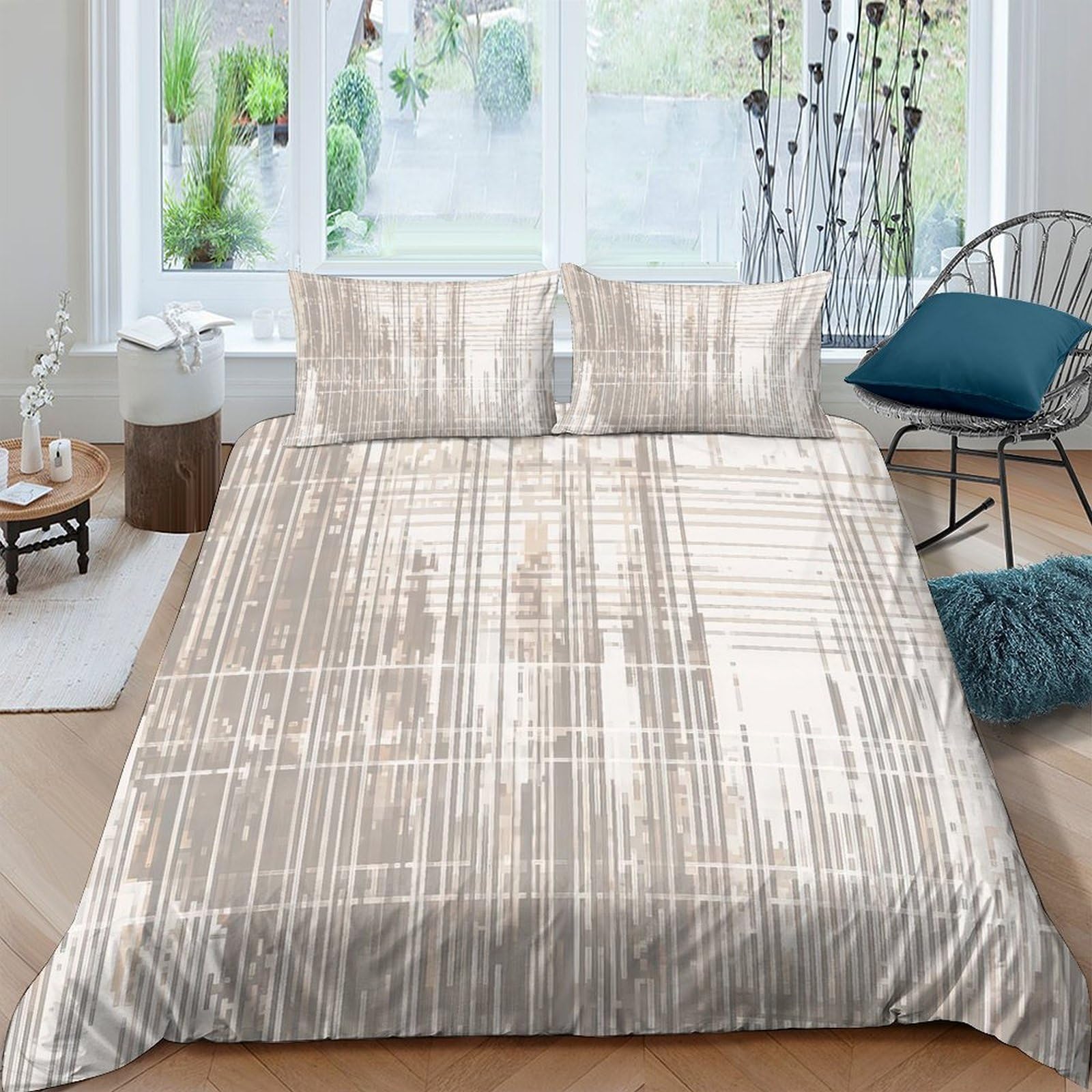 Ctjqhvkz Style-2 3D Printed Beige Wood Grain Fitted Sheet Microfiber Anti-Slip Easy Care Forest Texture Mattress Cover For Bedroom Guest Room Decor Single（135X200cm）