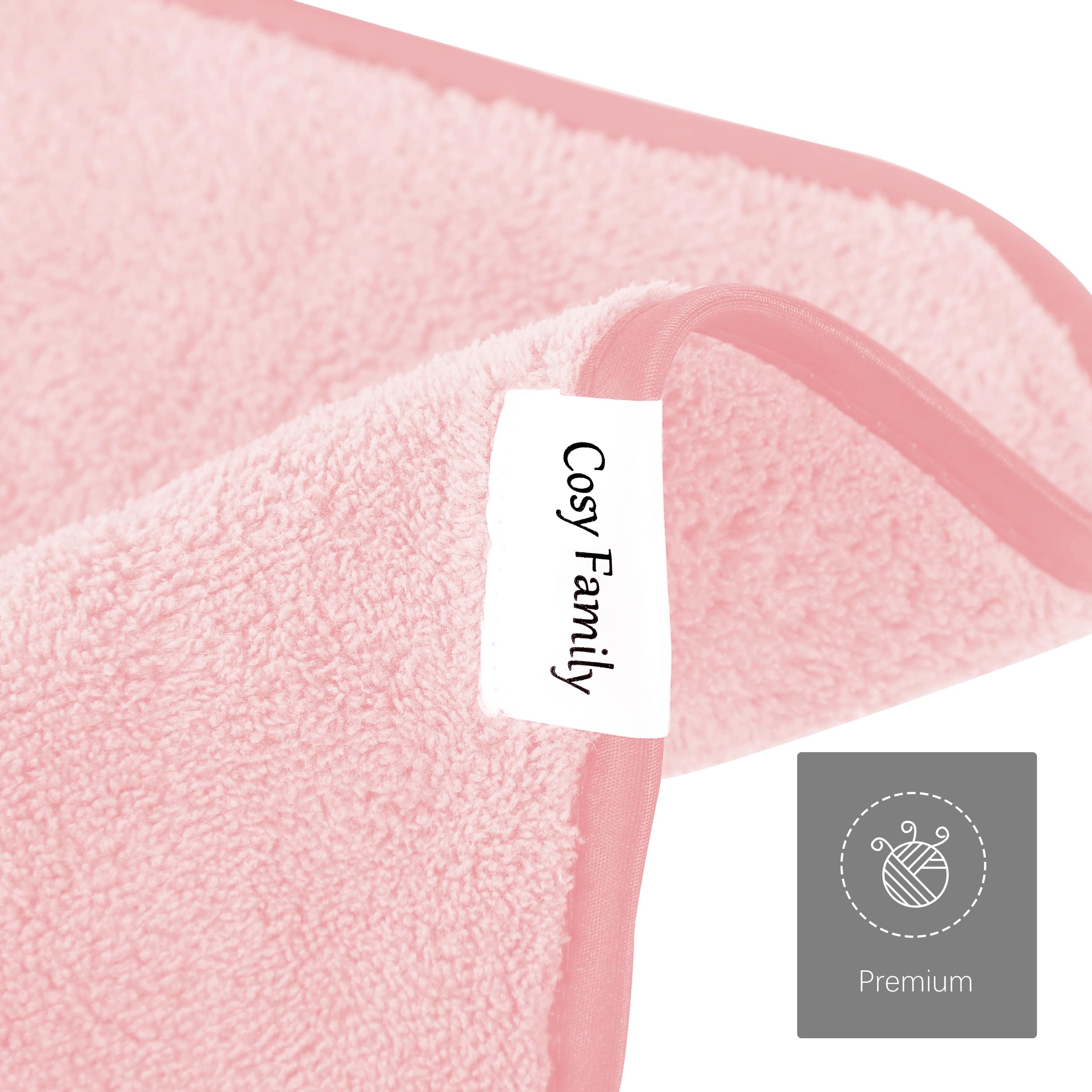 Cosy Family Paquete de 10 paños de lavado desmaquillantes, paños de limpieza facial de microfibra suave para manos y maquillaje, 12 x 12 pulgadas, color rosa