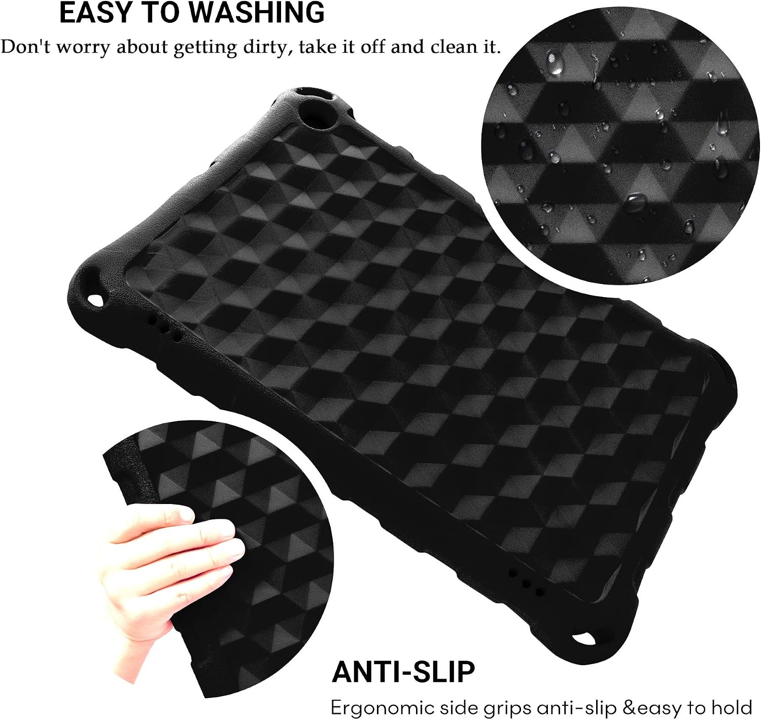 Riaour Case for All-New HD 10 2017 Tablet (5th/7th Generation, 2015/2017 Release), Black