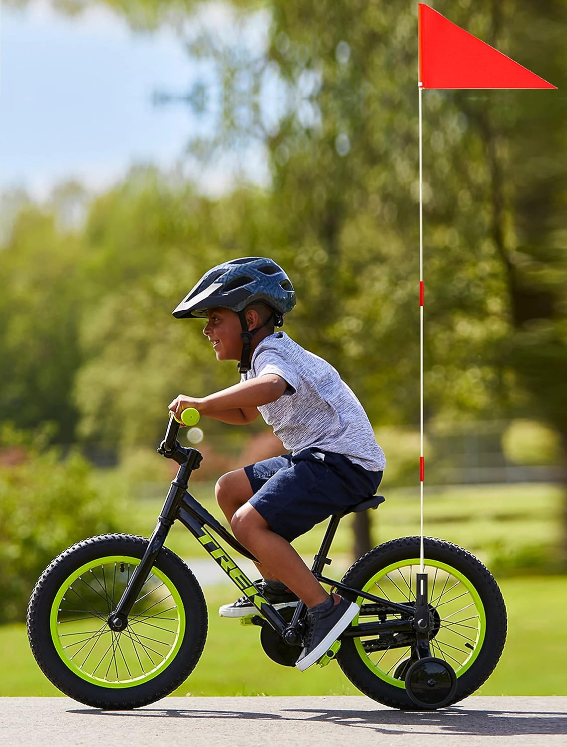 10Pcs Bike Safety Kit - USA Flag & Orange Safety Flag, Six Foot Heavy Duty Fiberglass Pole, Polyester, Full Color, Tear-Resistant, Waterproof