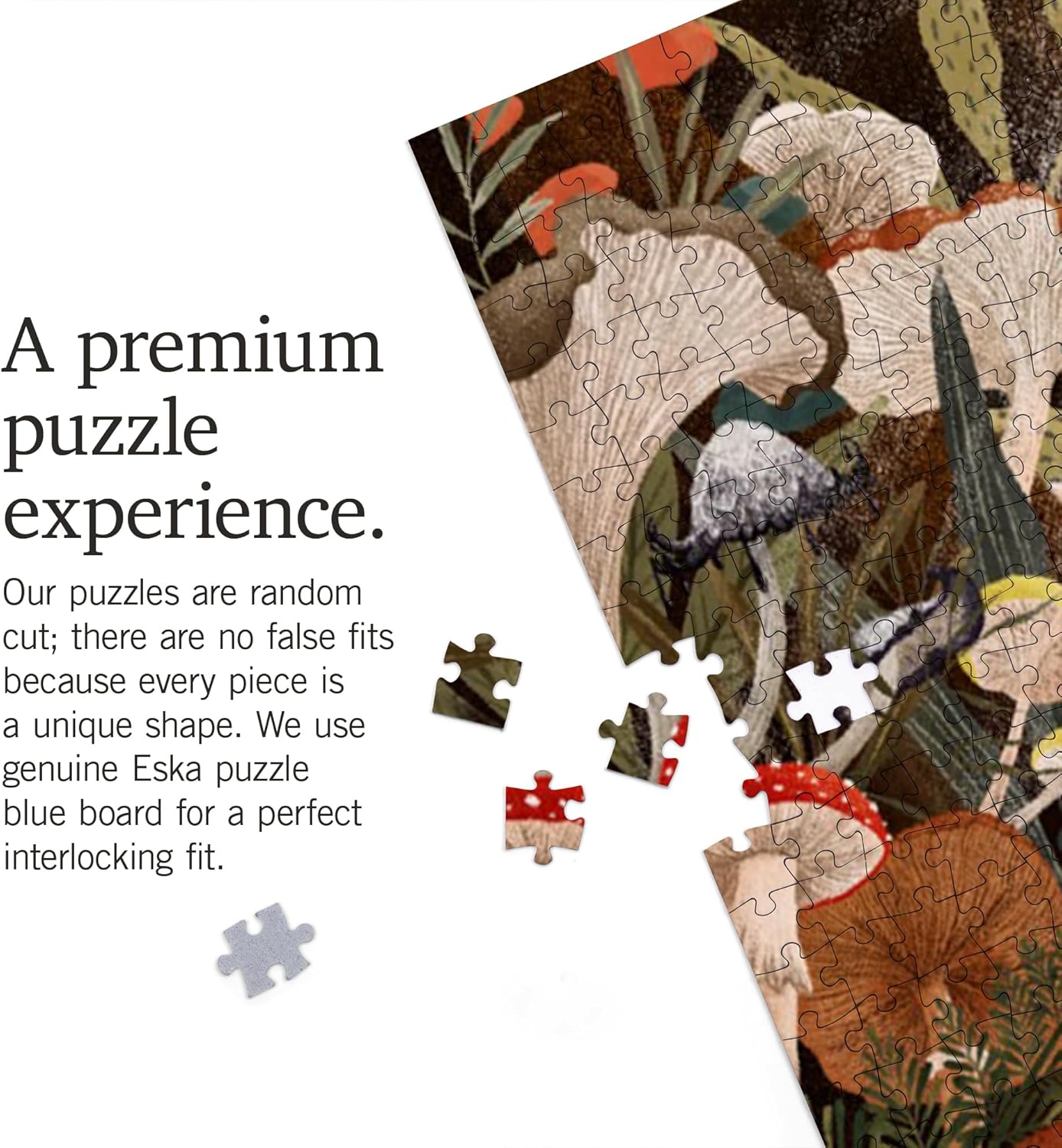 Woodland Mushrooms (1000 Piece Puzzle, Challenging Jigsaw Puzzle for Adults, Made in USA)