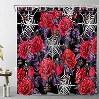 Vista 12 de LB Cortina de ducha de Halloween, cementerio de terror, fantasma, gatos negros en árbol, calabaza, cortinas de ducha para baño con ganchos, 60 x 72