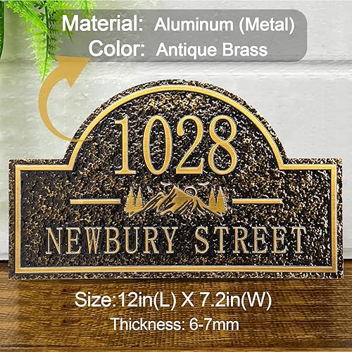Vista 47 de Placa de dirección personalizada para vivienda con números fundidos de 12 pulgadas para exteriores, placa de identificación de dirección clásico-04