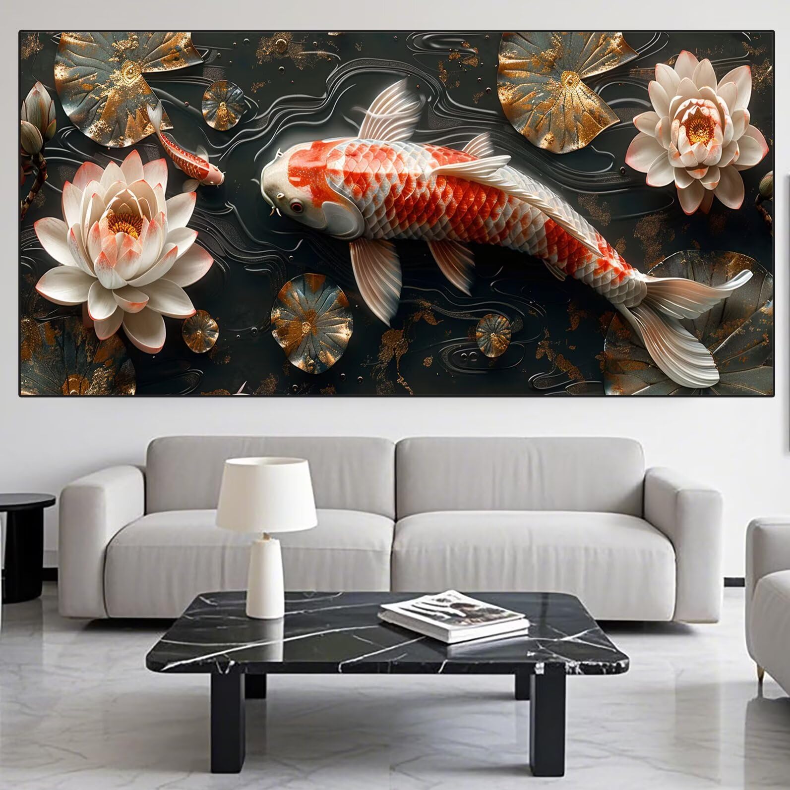 Lotus Diamond Art Koi Fish Diamond Painting Arts and Crafts dla dorosłych, zestawy do malowania diamentami 5D, dorosłych, Crysta, haft krzyżykowy, zestaw do haftowania DIY dla początkujących