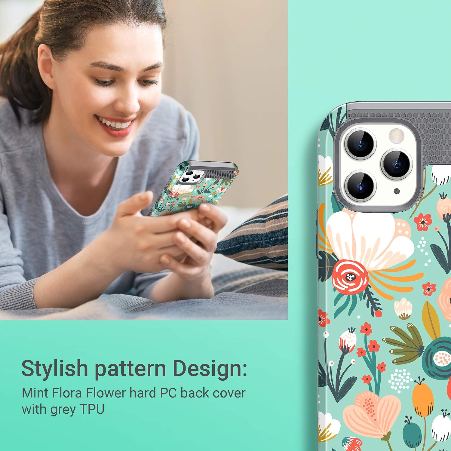 ULAK Compatible with iPhone 11 Pro Max Case, Hybrid Slim Protective Phone Case, Shockproof TPU Bumper Hard Shell PC Back Cover for iPhone 11 Pro Max 6.5 Inch (2019), Floral