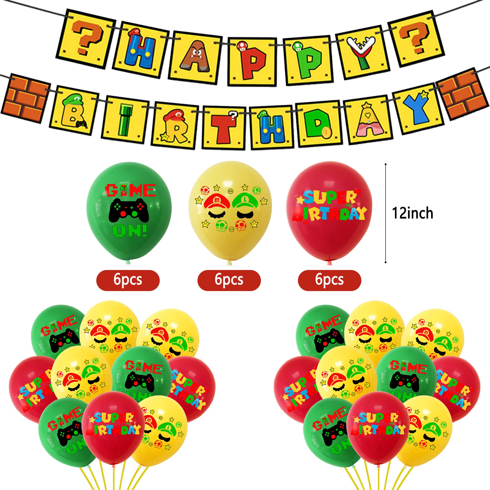 Daohexi Super Mario Party Supplies Super Mario Happy Birthday Banner