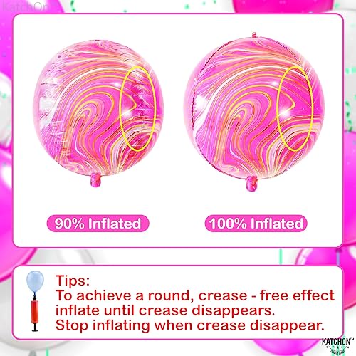Miniatura 3 de Globos grandes de mármol rosa de 22 pulgadas, paquete de 6, decoraciones de fiesta rosa y naranja, globos de ágata rosa para decoraciones de fiesta