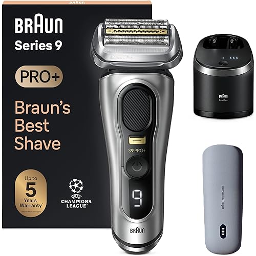 Braun Series 9 PRO+ 9577cc Electric Razor for Men, 5 Pro Shave Elements & Precision Long Hair Trimmer, 6in1 SmartCare Center, PowerCase for Mobile Charging, Wet & Dry, 60min Battery Runtime