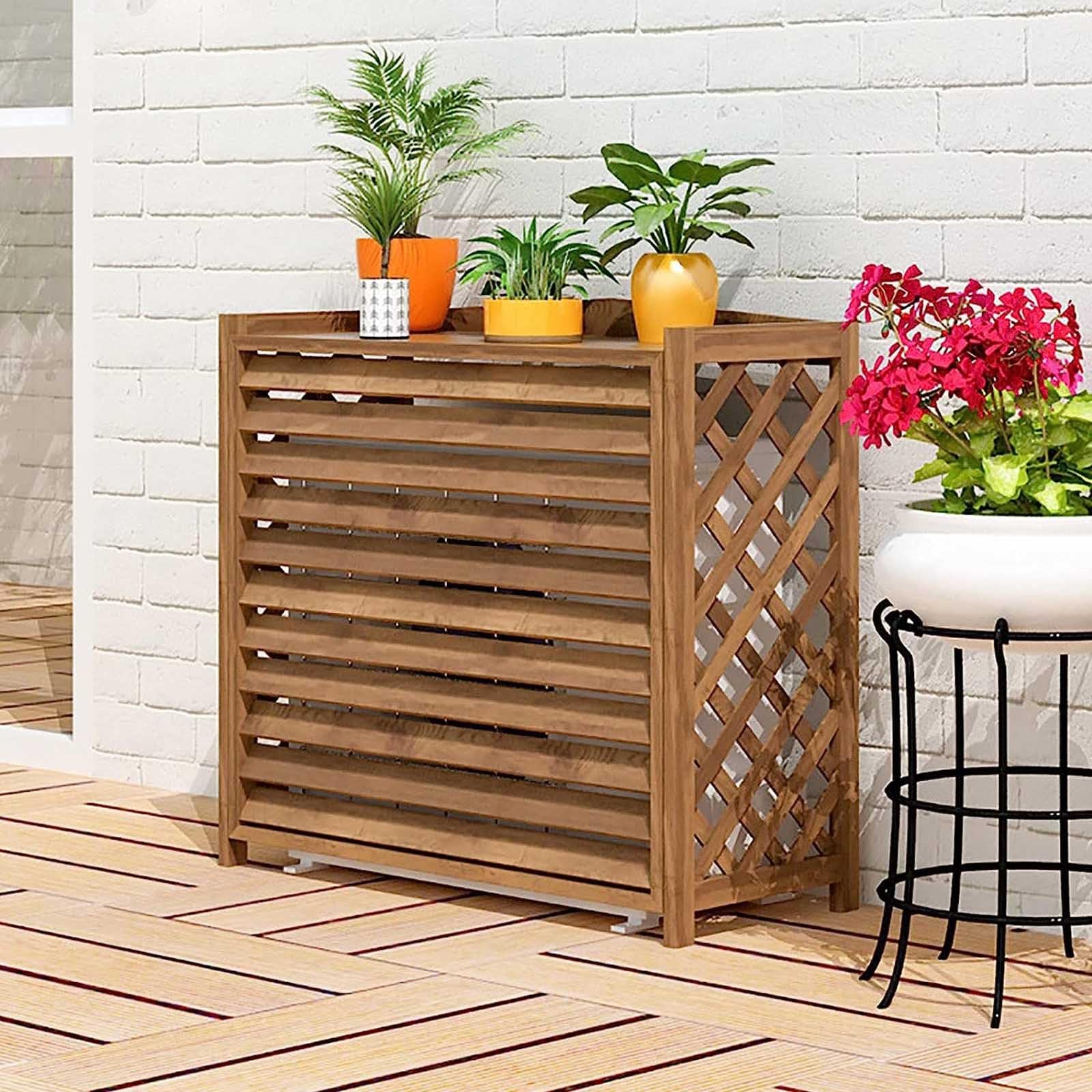 Cubre Aire Acondicionado Exterior Vallas De Madera Balcon Privacidad Celosias Cubre Aire Acondicionado Exterior Proteger del Sol Y La Lluvia Soporte para Plantas Interior Balcon(S)
