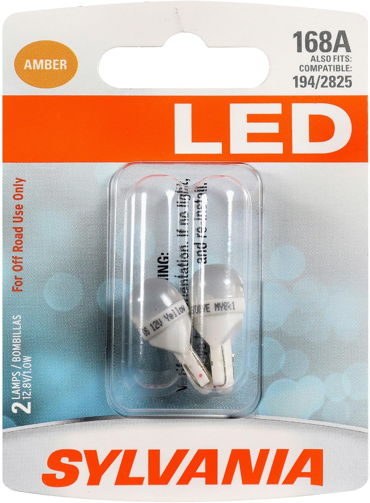 168 T10 W5W LED Amber Mini Bulb - Bright LED Bulb, Ideal for Interior Lighting (Contains 2 Bulbs)