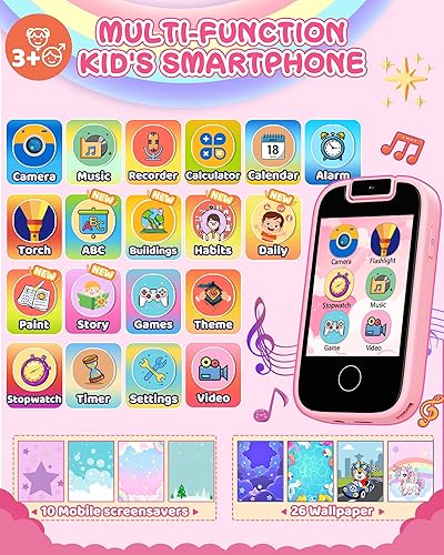 Miniatura 2 de UCIDCI Juguetes para teléfonos inteligentes para niños, regalos de unicornios para niñas de 3 a 7 años, pantalla táctil, reproductor de música falso