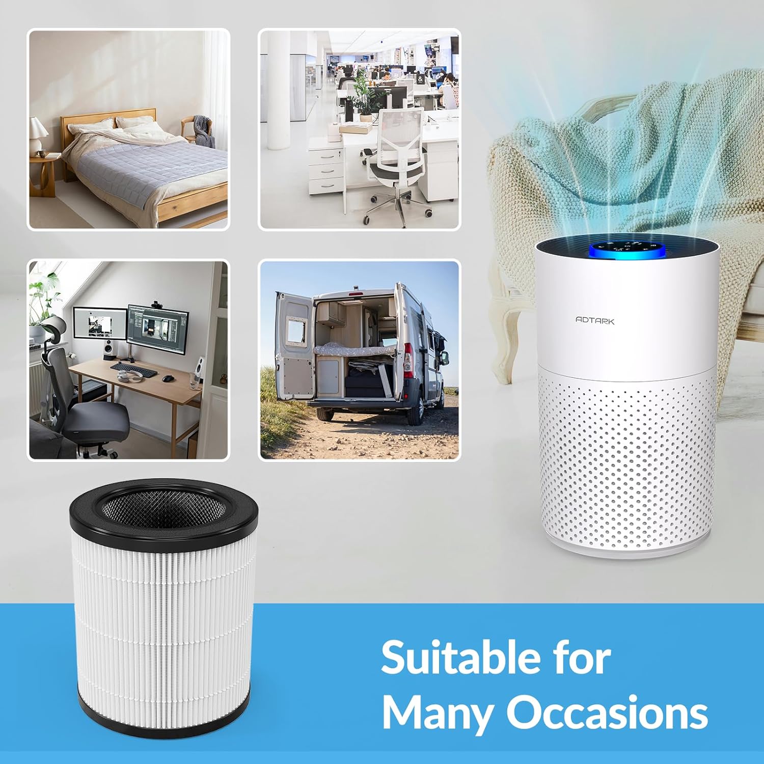 Genuine ZQA-4000C Replacement Filter for ADTARK Air Purifier, H14 True HEPA 3-in-1 Filter, High-Efficiency Purification, 2 Pack - Image 6