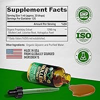 Vista 8 de Mullein Drops for Lungs - USDA Organic Liquid - Mullein Leaf Extract Supplement - Made in USA - Lung & Bronchial Cleanse for Smokers - Respiratory