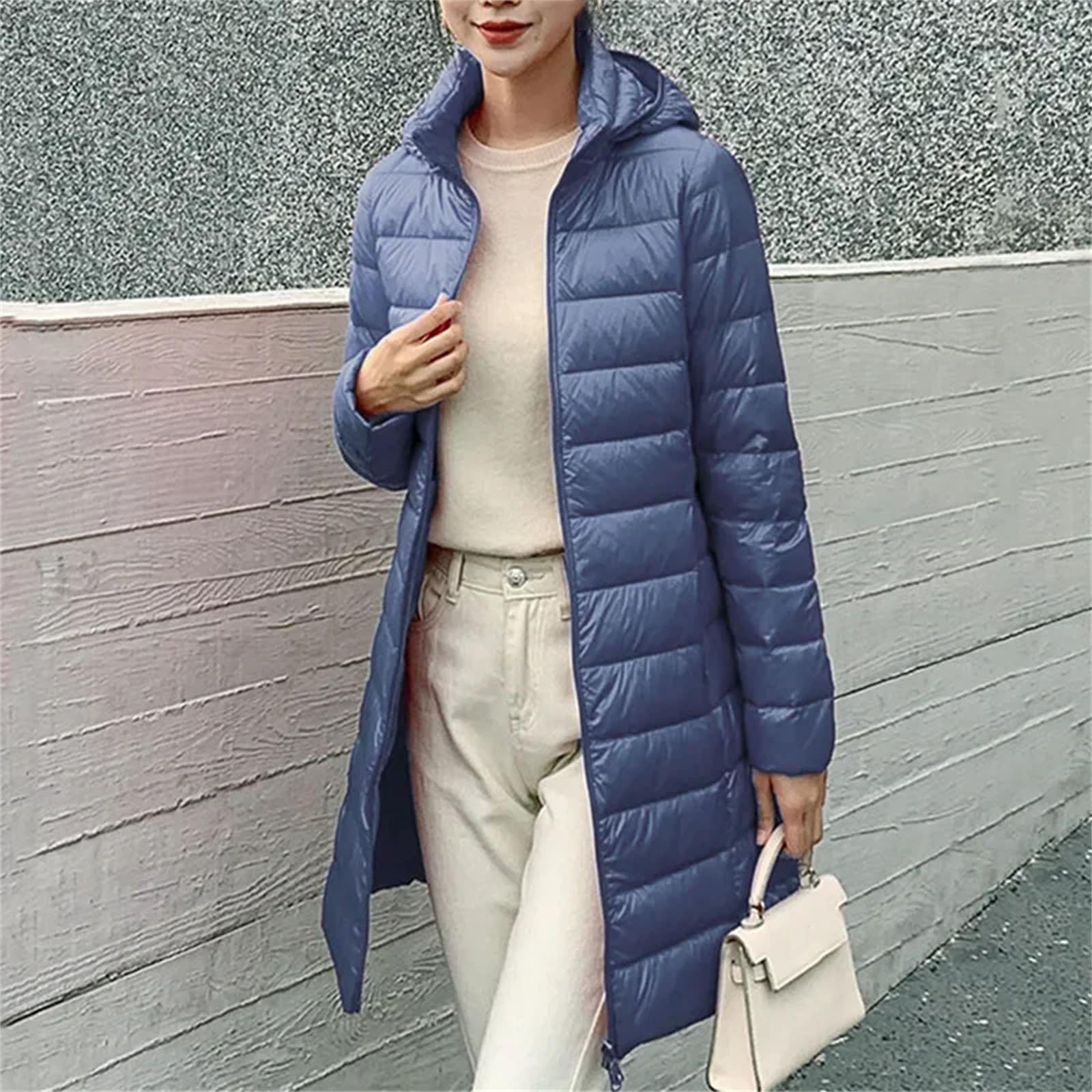 Piumino invernale da donna ultraleggero con cappuccio staccabile pannello elastico arrotolabile, rosa, M