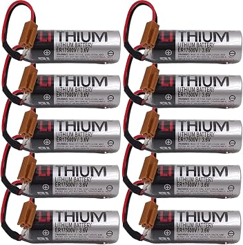Pack of 10 ER17500V 3.6V PLC Battery Compatible with Toshiba ER17500V Digital Control Battery with Brown Plug
