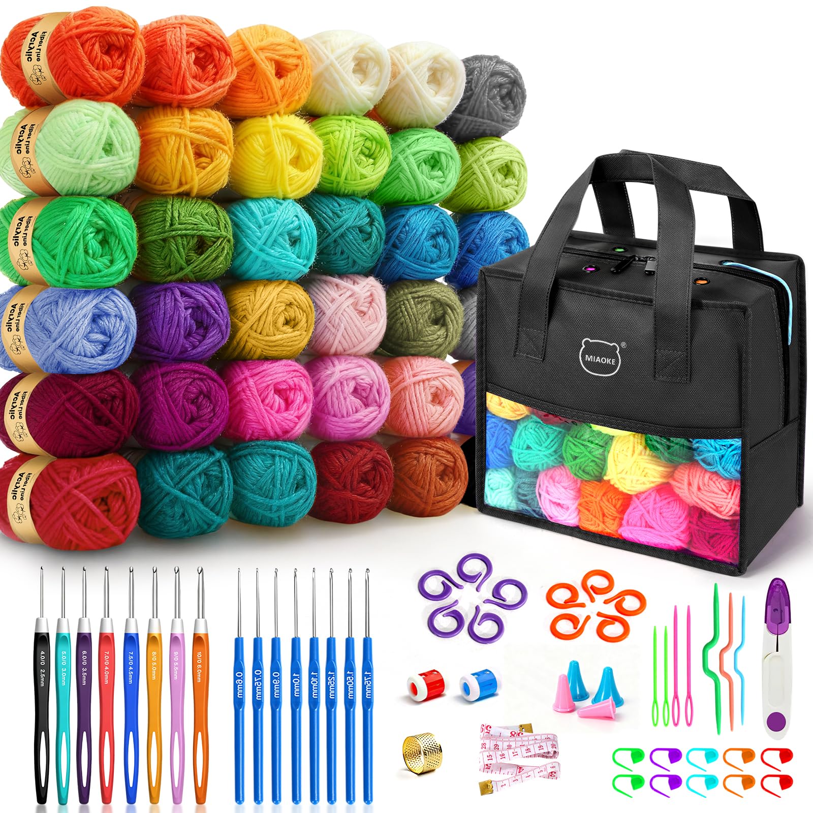 90Pc Portable Crochet Kit Suitable for Beginners &amp; Professionals - Black