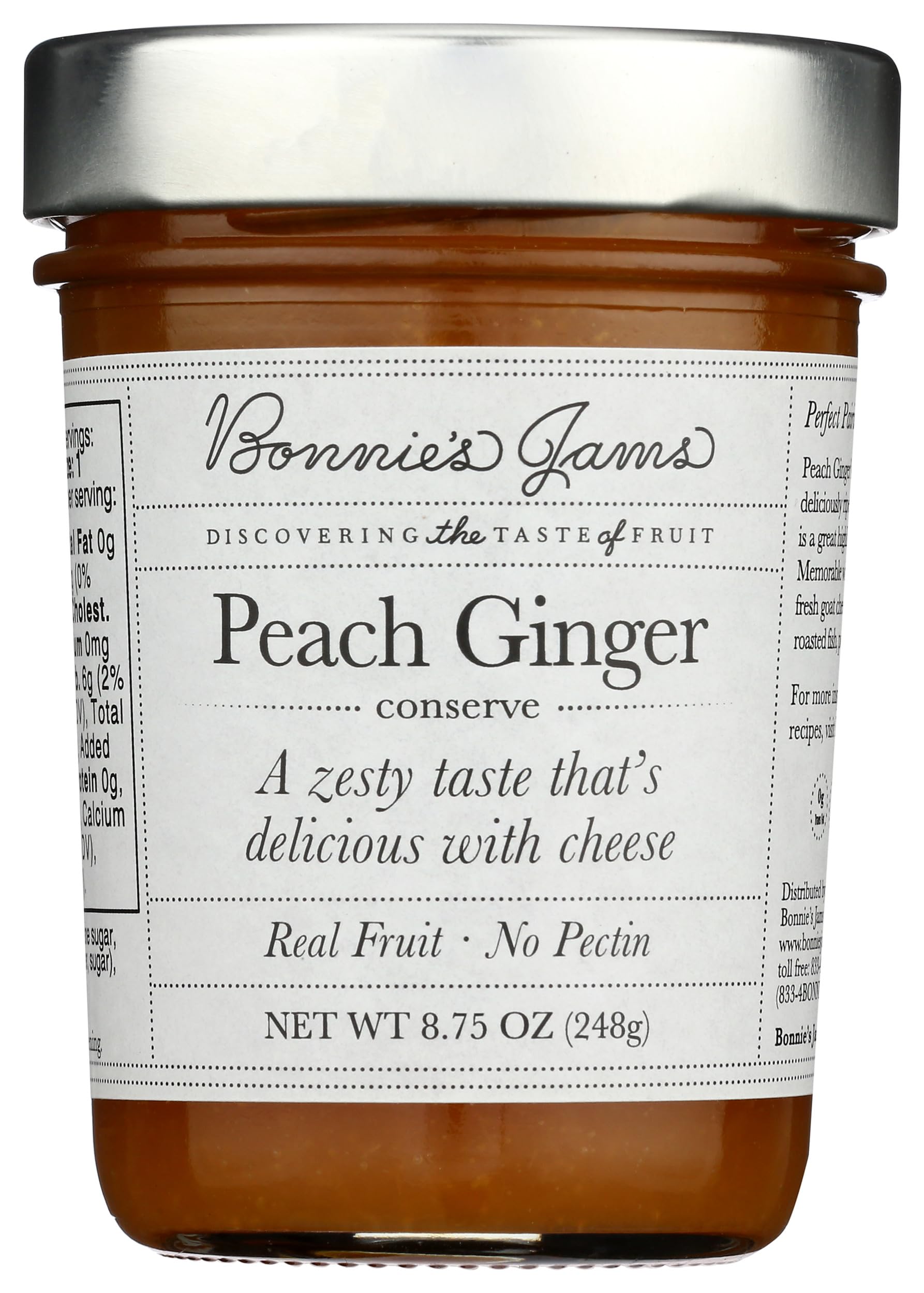 Bonnie's Jams, Peach Ginger Jam, 8.75 Ounce